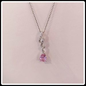 LORENZO Lab-Created Pink & White Sapphires Pendant with Silver Chain